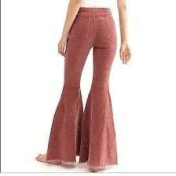 Free People Just Float Corduroy Flare Jeans / Pants In Rose Size 25 - Picture 4 of 8